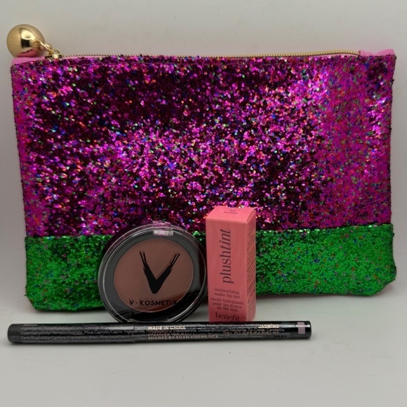 Watermelon Glitter Makeup Bag With Eyeliner Blush Lip Tint Included - Picture 1 of 8